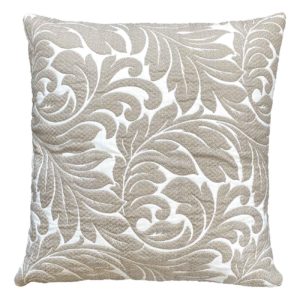 Quilted fabric pillow with floral pattern