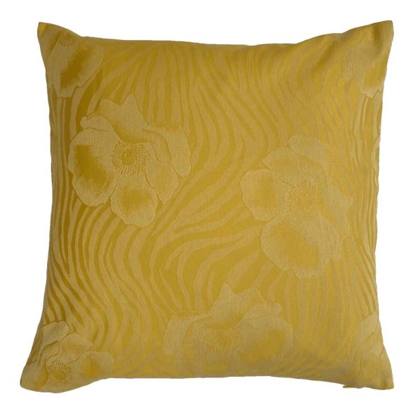 Fabric cushion with gold floral pattern