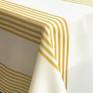 Yellow stripe patterned tablecloths