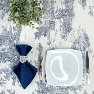 Toile de jouy blue cotton tablecloth