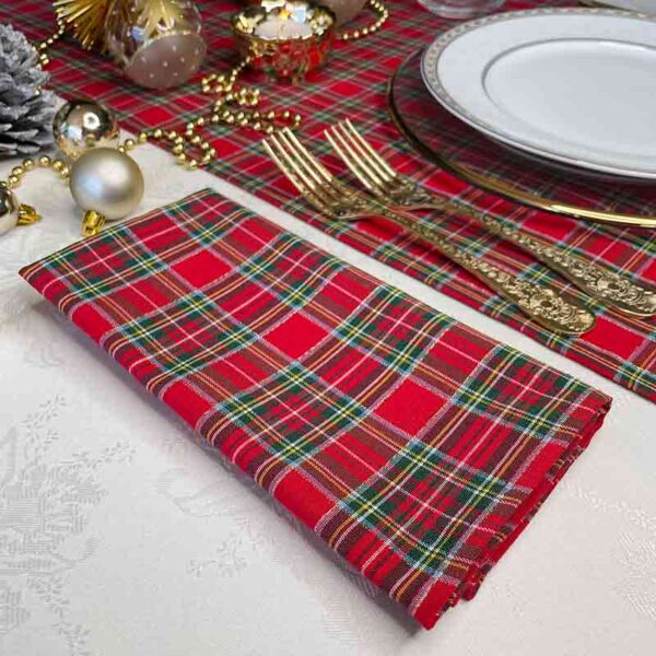 Christmas red scottish tartan napkin