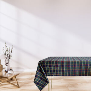 Blue tartan tablecloth