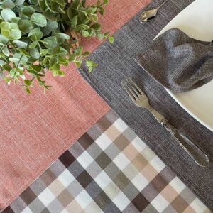 Checked tablecloth beige brown